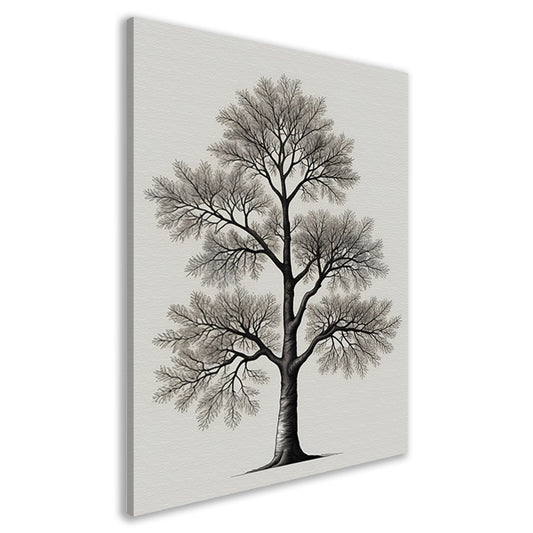 Minimalistische lijntekening van een boom canvas