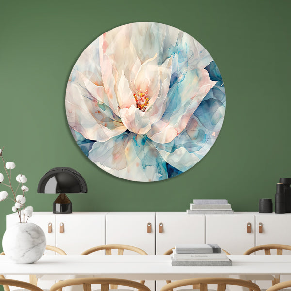 Schilderij van prachtige aquarel bloem aluminium muurcirkel