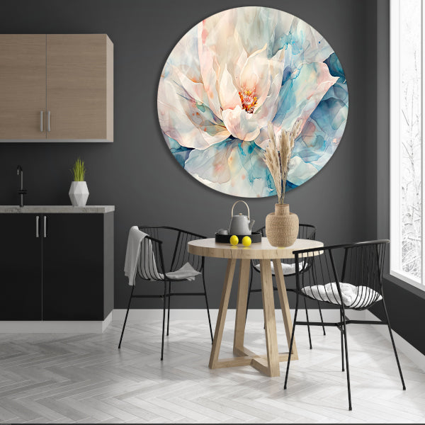 Schilderij van prachtige aquarel bloem aluminium muurcirkel