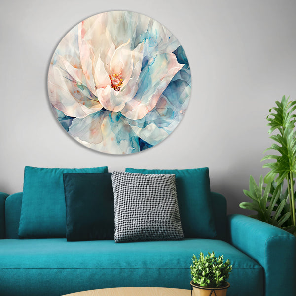 Schilderij van prachtige aquarel bloem aluminium muurcirkel
