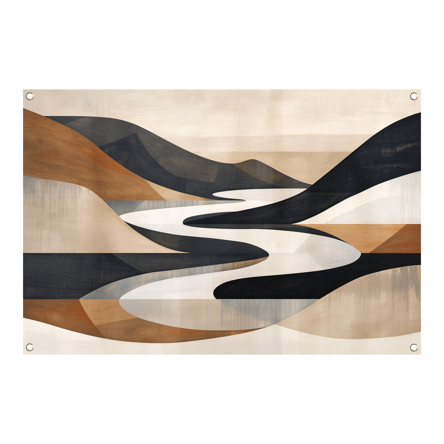Stijlvolle Monochrome Geometrische Abstracte Rivier tuinposter