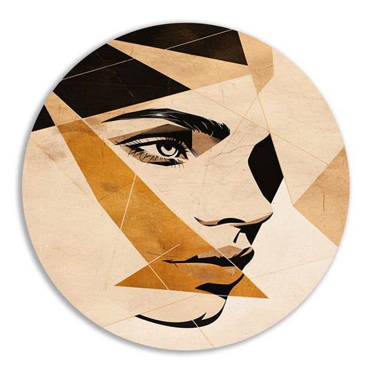 Abstract Gezicht in Geometrische Sepia Tinten forex muurcirkel