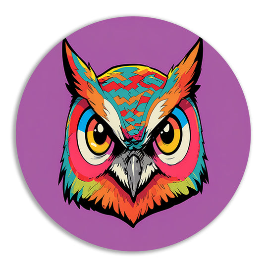 Kleurrijk popart-uilenportret voor moderne interieurs forex muurcirkel