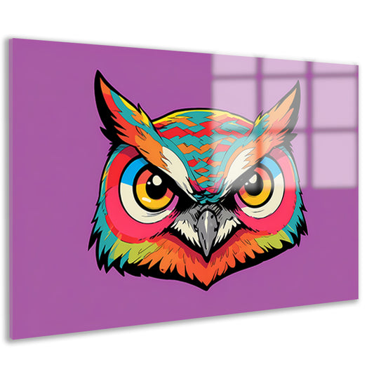Kleurrijk popart-uilenportret voor moderne interieurs acrylglas