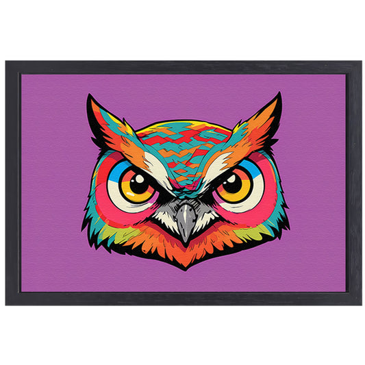 Kleurrijk popart-uilenportret voor moderne interieurs canvas met baklijst