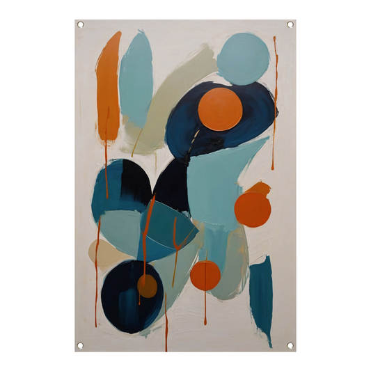Dynamische Abstractie in Blauw en Oranje tuinposter