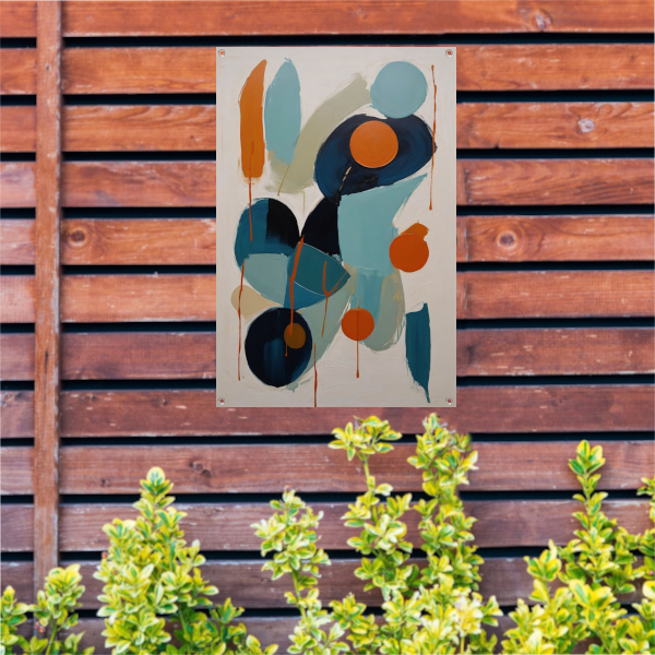 Dynamische Abstractie in Blauw en Oranje tuinposter
