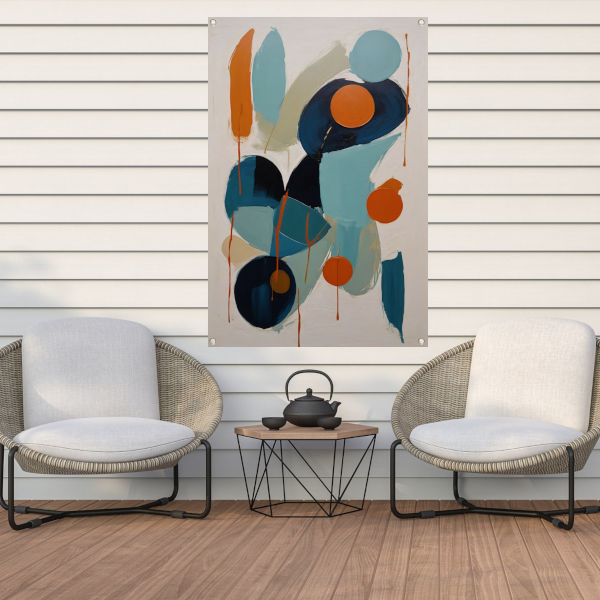 Dynamische Abstractie in Blauw en Oranje tuinposter