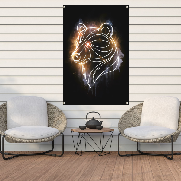 Abstracte Beer met Kosmische Achtergrond tuinposter