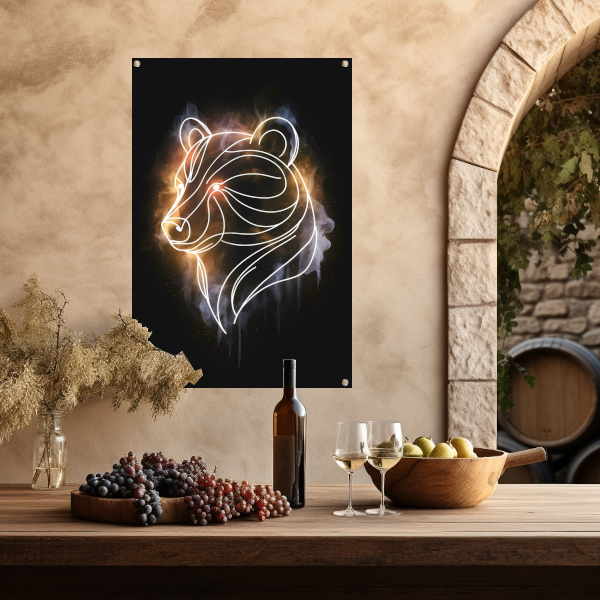 Abstracte Beer met Kosmische Achtergrond tuinposter