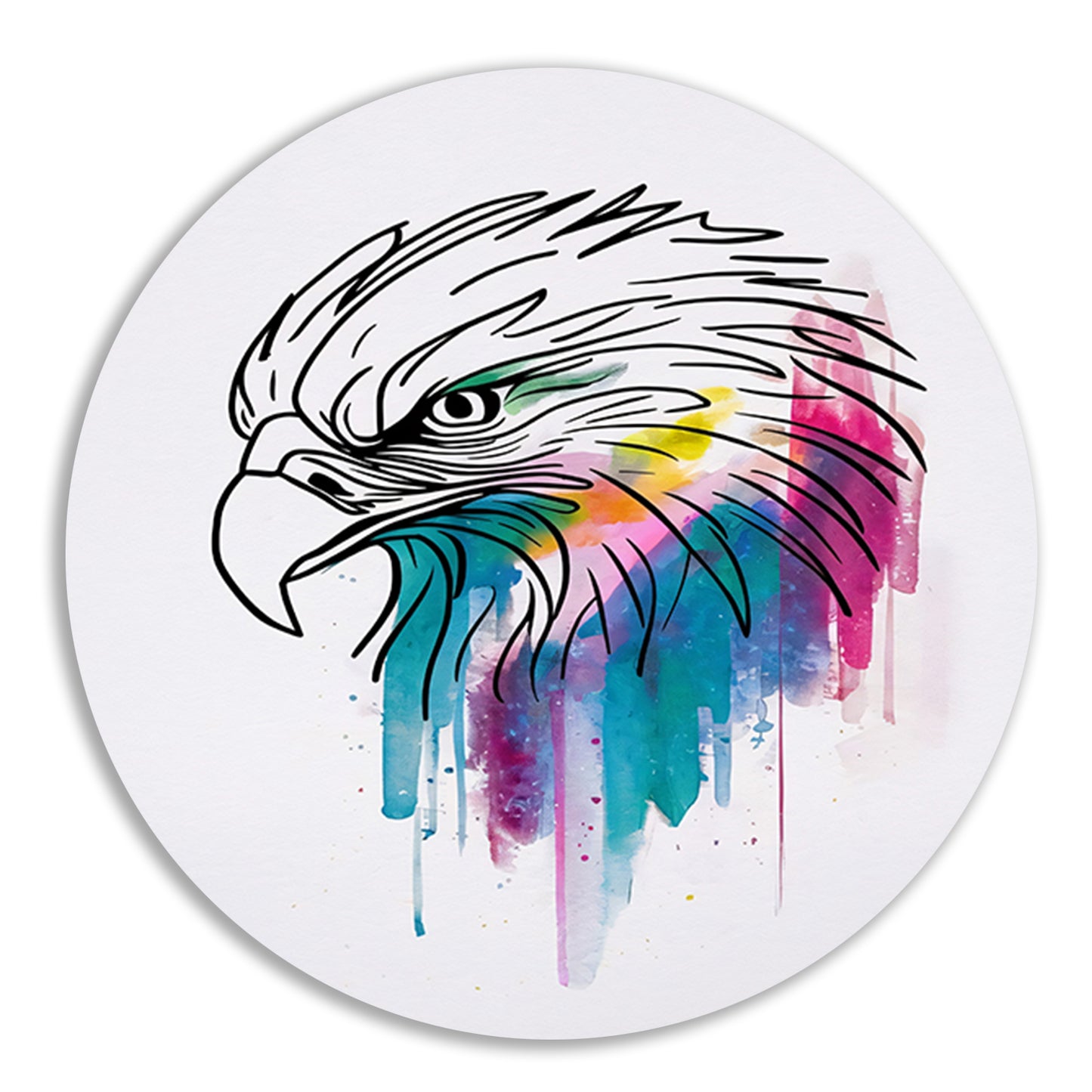 Abstracte Aquarel Adelaar in Kleur aluminium muurcirkel