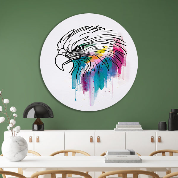 Abstracte Aquarel Adelaar in Kleur aluminium muurcirkel