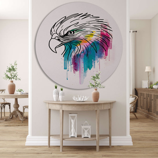 Abstracte Aquarel Adelaar in Kleur aluminium muurcirkel