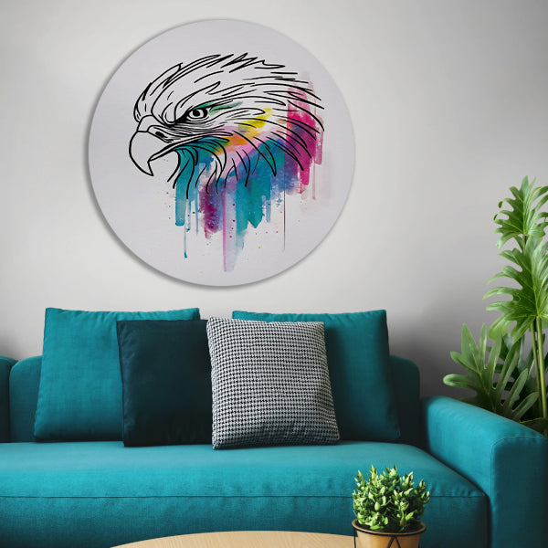 Abstracte Aquarel Adelaar in Kleur aluminium muurcirkel