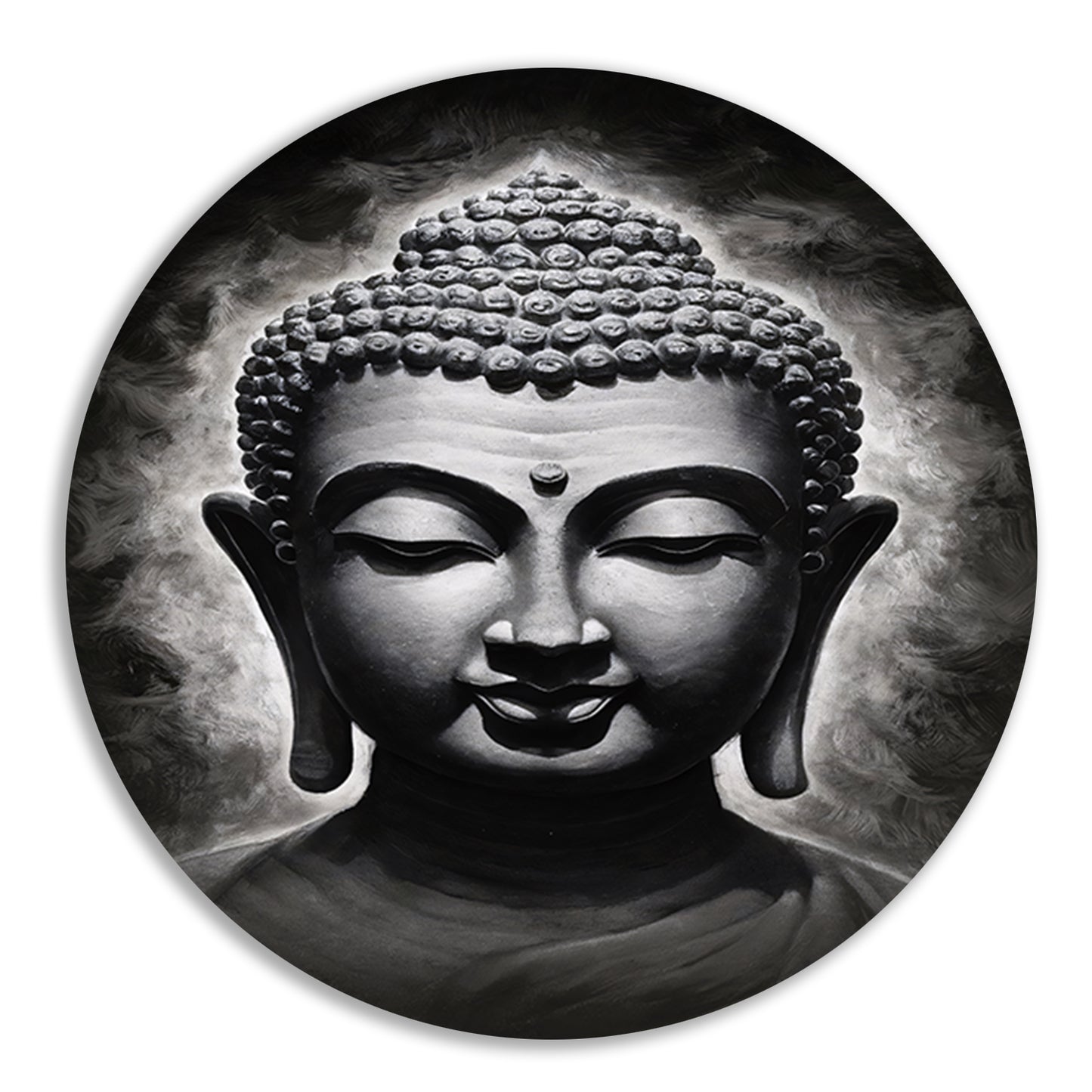 Serene Boeddha in Monochrome Tinten forex muurcirkel