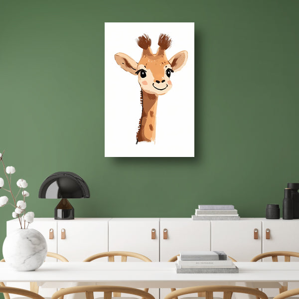 Schattige digitale tekening van een giraffe canvas met baklijst