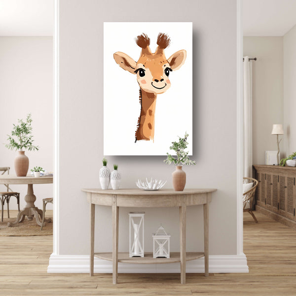 Schattige digitale tekening van een giraffe canvas met baklijst