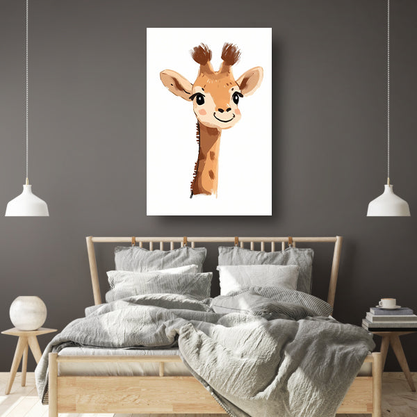 Schattige digitale tekening van een giraffe canvas met baklijst