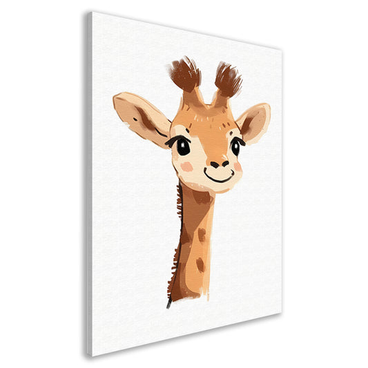 Schattige digitale tekening van een giraffe canvas