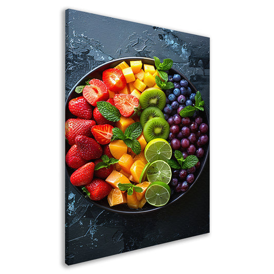 Kleurrijk fruitschaal met muntblaadjes canvas