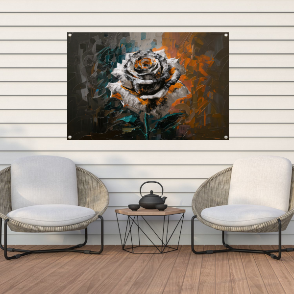 Abstracte Explosie van Oranje en Wit tuinposter