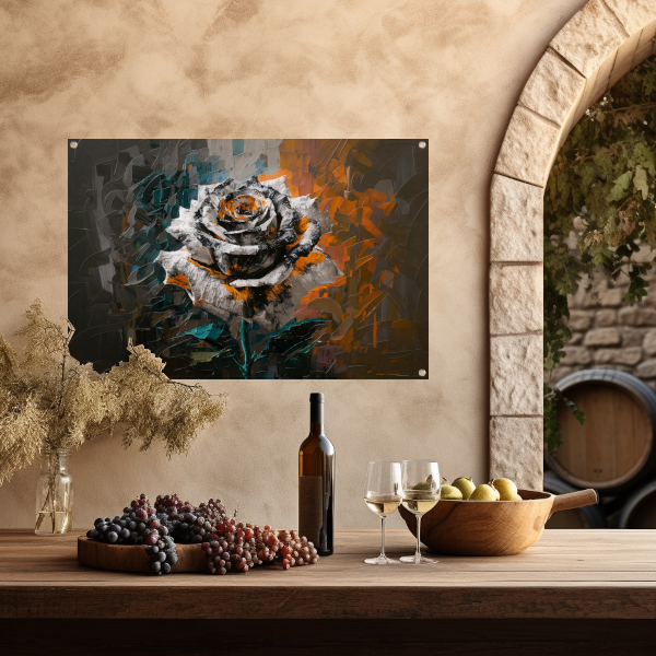 Abstracte Explosie van Oranje en Wit tuinposter