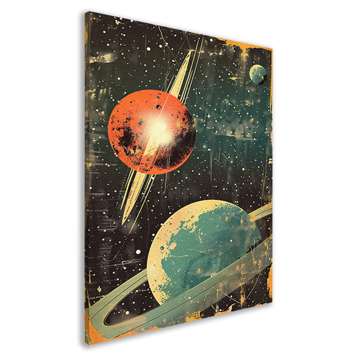 Retro-futuristische Planeten in Sterrenhemel canvas