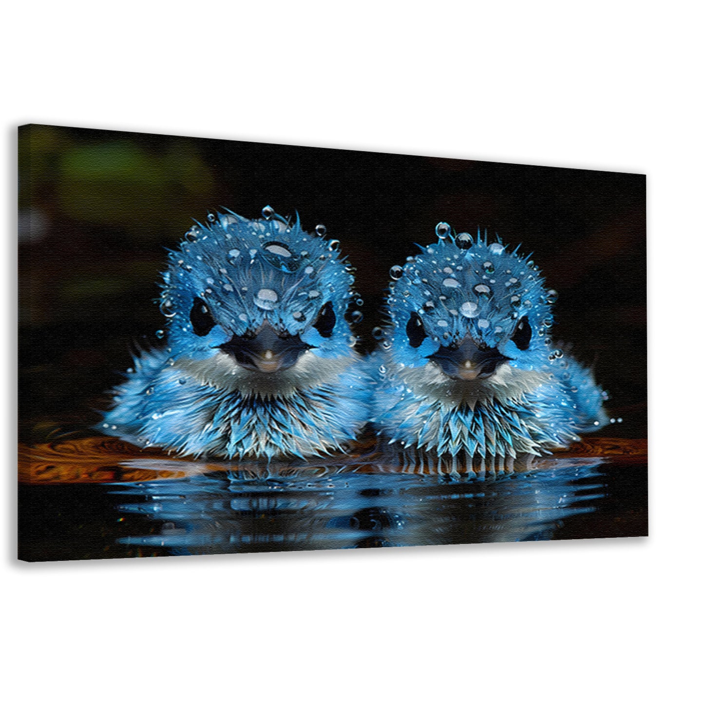 Blauwe Vogels in Ochtenddauw canvas