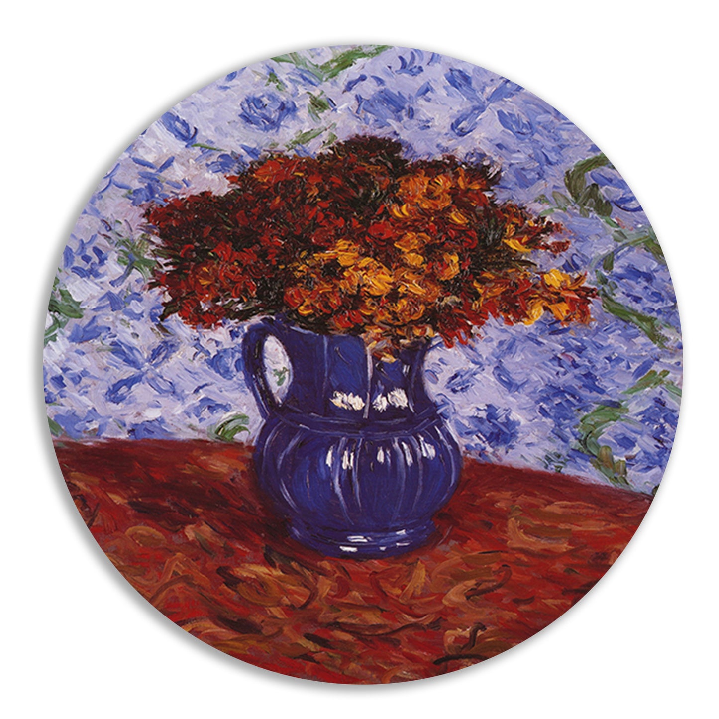 Chrysanthèmes dans un vase - Gustave Caillebotte aluminium muurcirkel