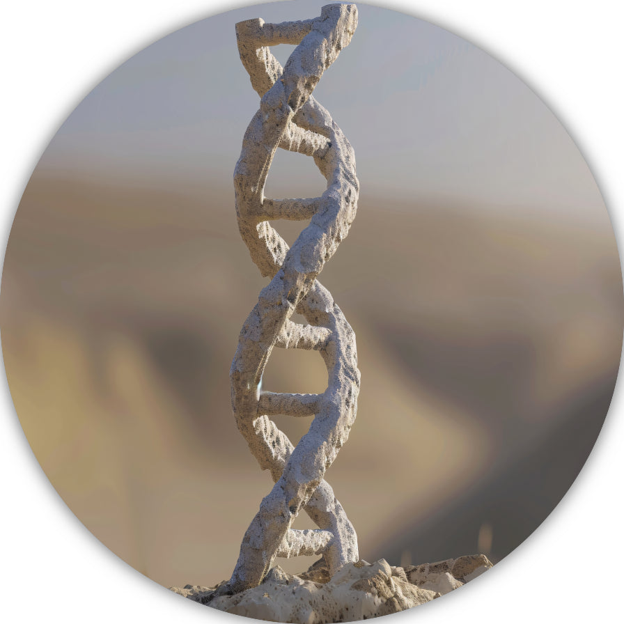 DNA-structuur op steen aluminium muurcirkel