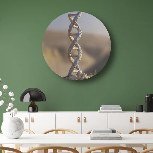 DNA-structuur op steen aluminium muurcirkel