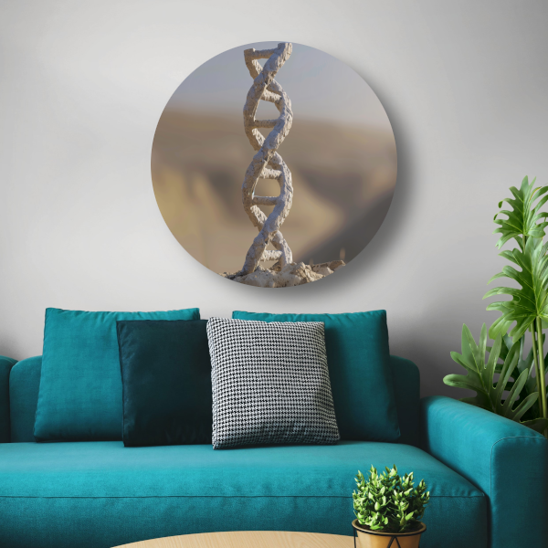 DNA-structuur op steen aluminium muurcirkel