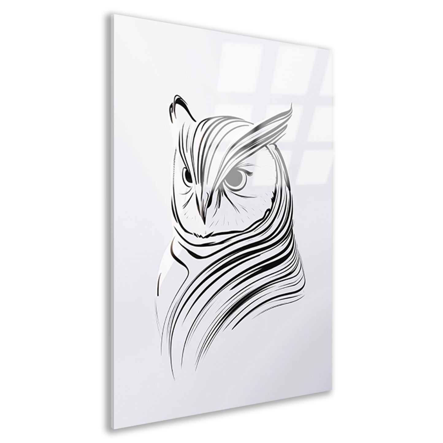 Minimalistische zwart-witte uil lijntekening acrylglas