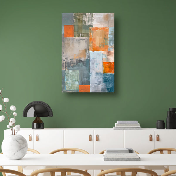 Abstract geometrisch schilderij met kleurblokken poster
