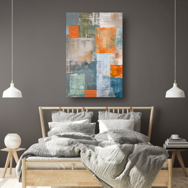Abstract geometrisch schilderij met kleurblokken poster