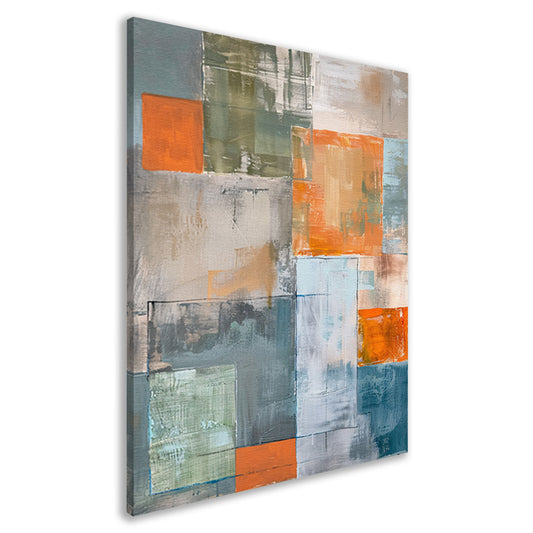 Abstract geometrisch schilderij met kleurblokken canvas