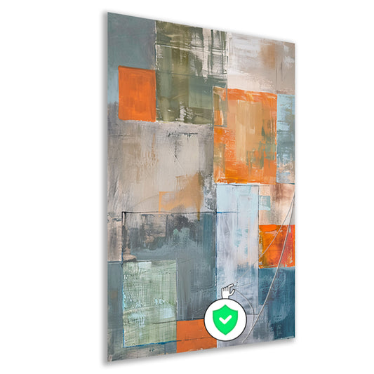 Abstract geometrisch schilderij met kleurblokken poster