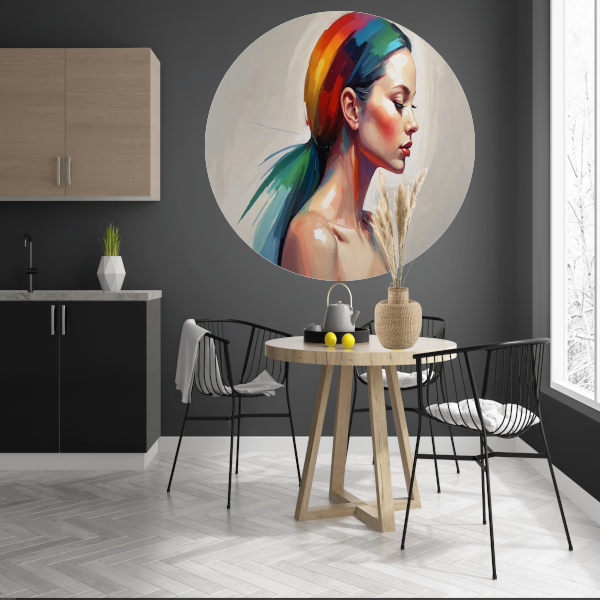 Kleurrijke harmonie in modern portret forex muurcirkel