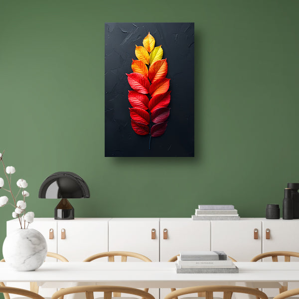 Kleurrijk Herfstbladeren op Donkere Achtergrond canvas