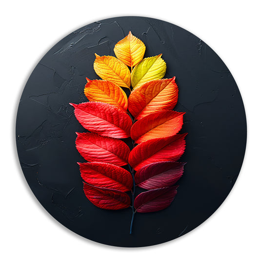 Kleurrijk Herfstbladeren op Donkere Achtergrond aluminium muurcirkel