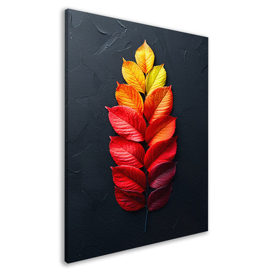 Kleurrijk Herfstbladeren op Donkere Achtergrond canvas