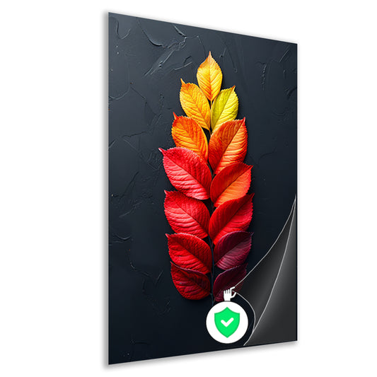 Kleurrijk Herfstbladeren op Donkere Achtergrond poster