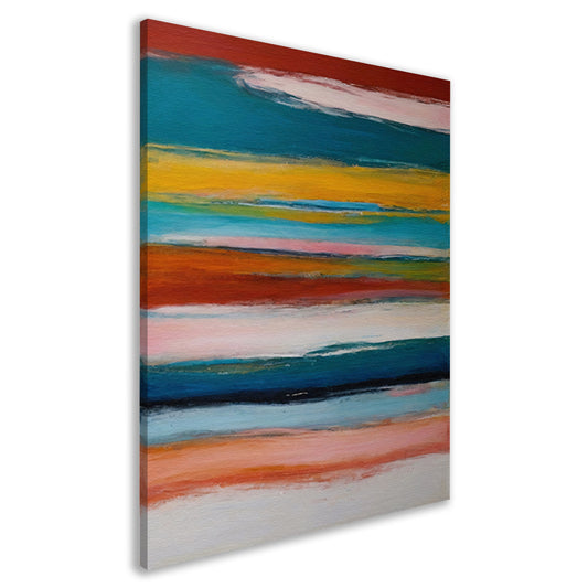 Abstracte horizon in rood, geel en blauw canvas