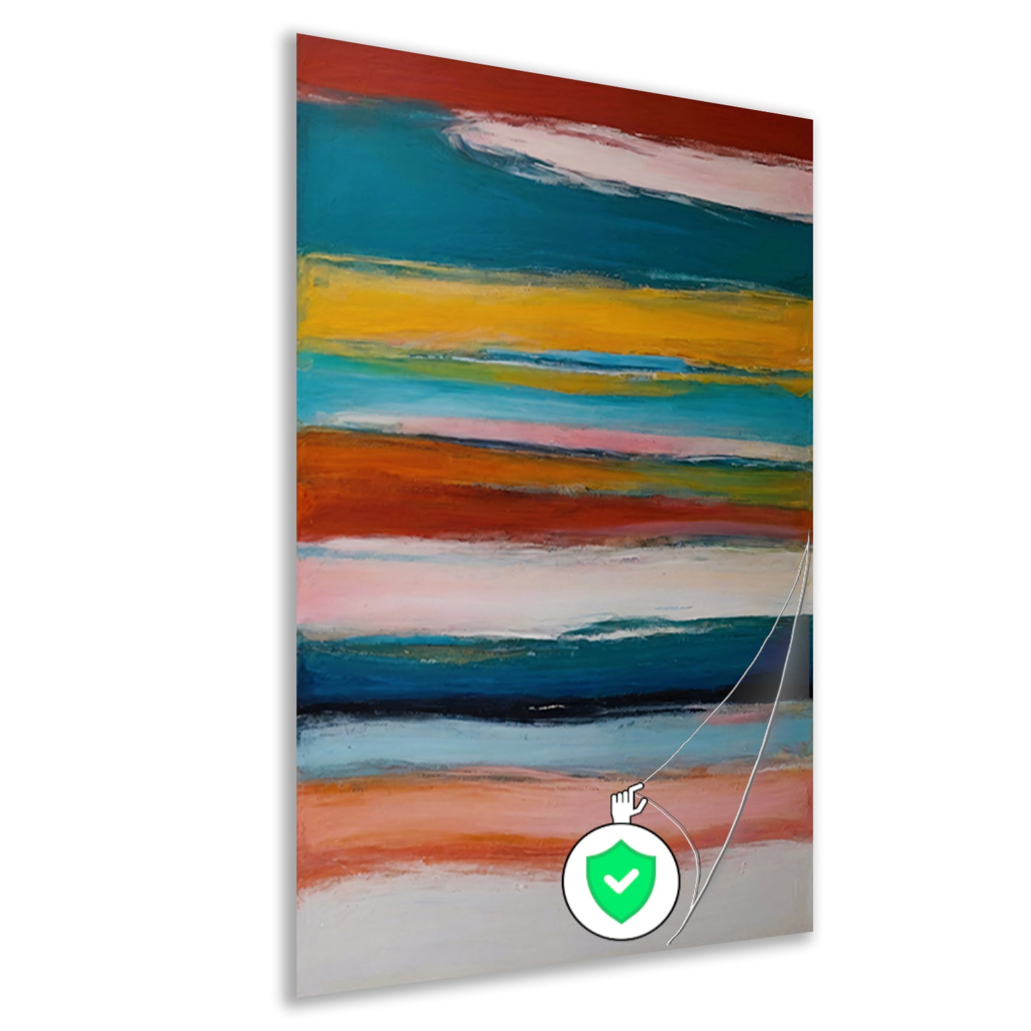 Abstracte horizon in rood, geel en blauw poster