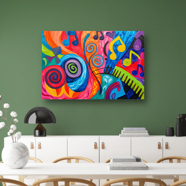 Kleurrijke abstracte kunst met muzieknoten poster