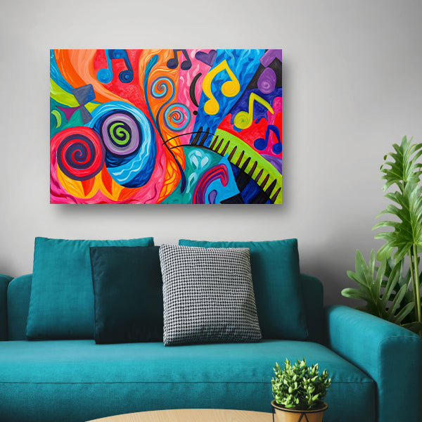 Kleurrijke abstracte kunst met muzieknoten acrylglas