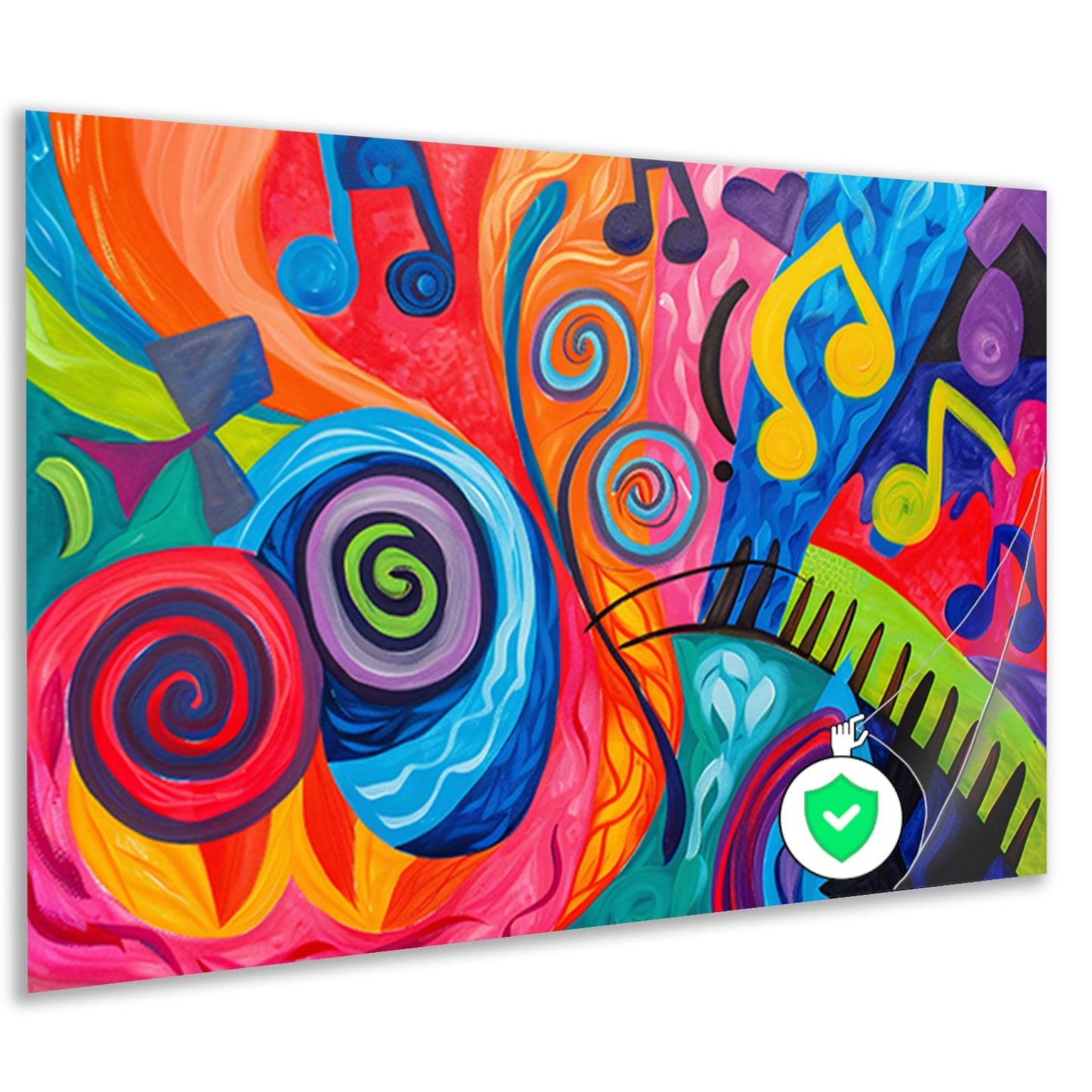 Kleurrijke abstracte kunst met muzieknoten poster