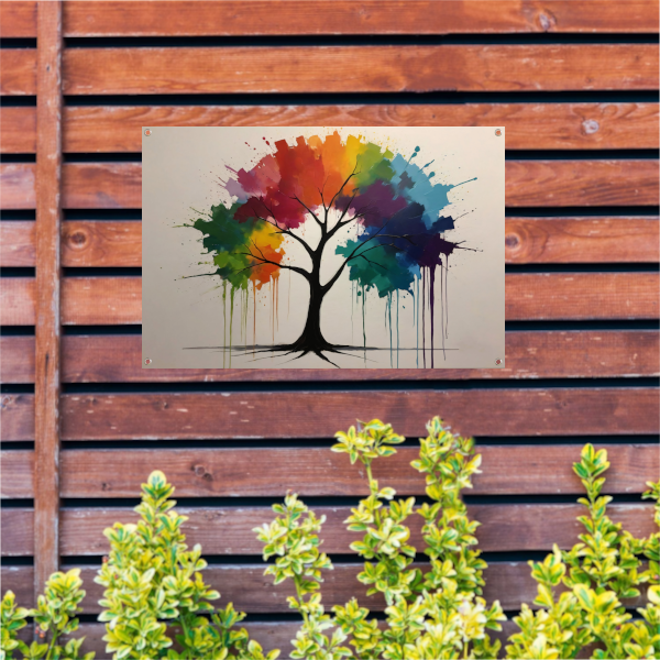 Kleurrijke Abstracte Boom met Druppelend tuinposter