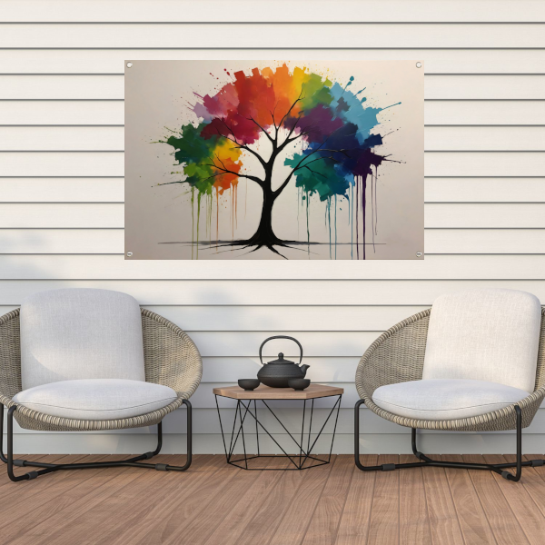 Kleurrijke Abstracte Boom met Druppelend tuinposter