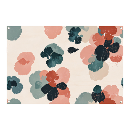 Abstracte bloemenprint in rustieke kleuren tuinposter